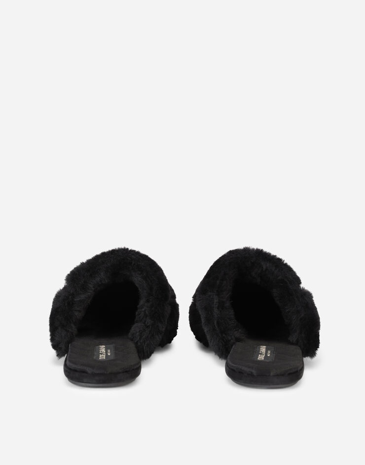 Faux fur slippers with DG logo - 3