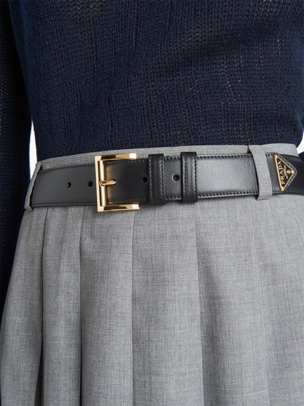 triangle-logo leather belt - 3