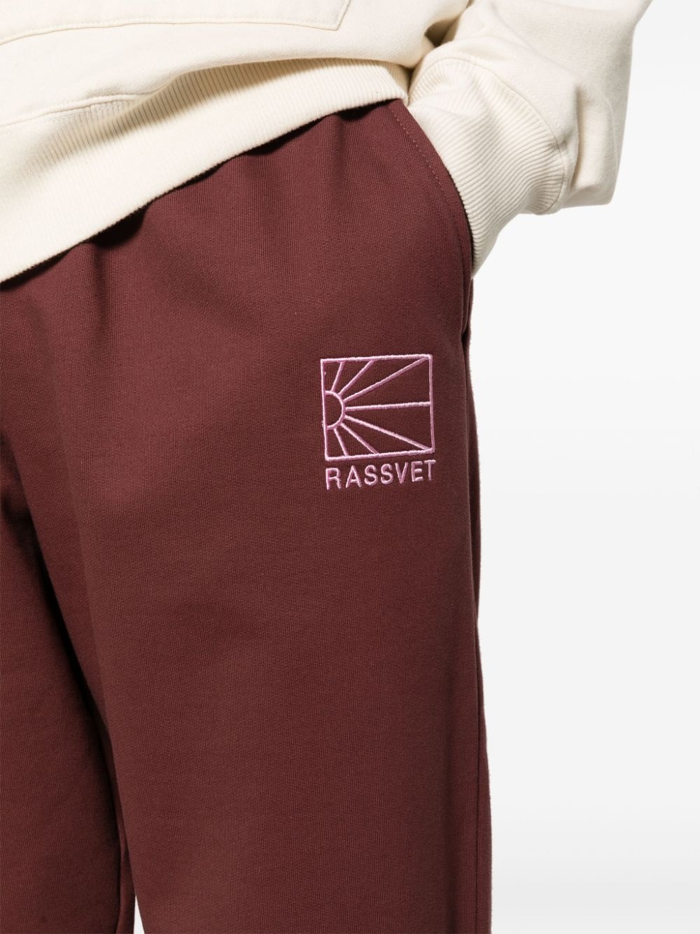 logo-embroidered cotton track pants - 5