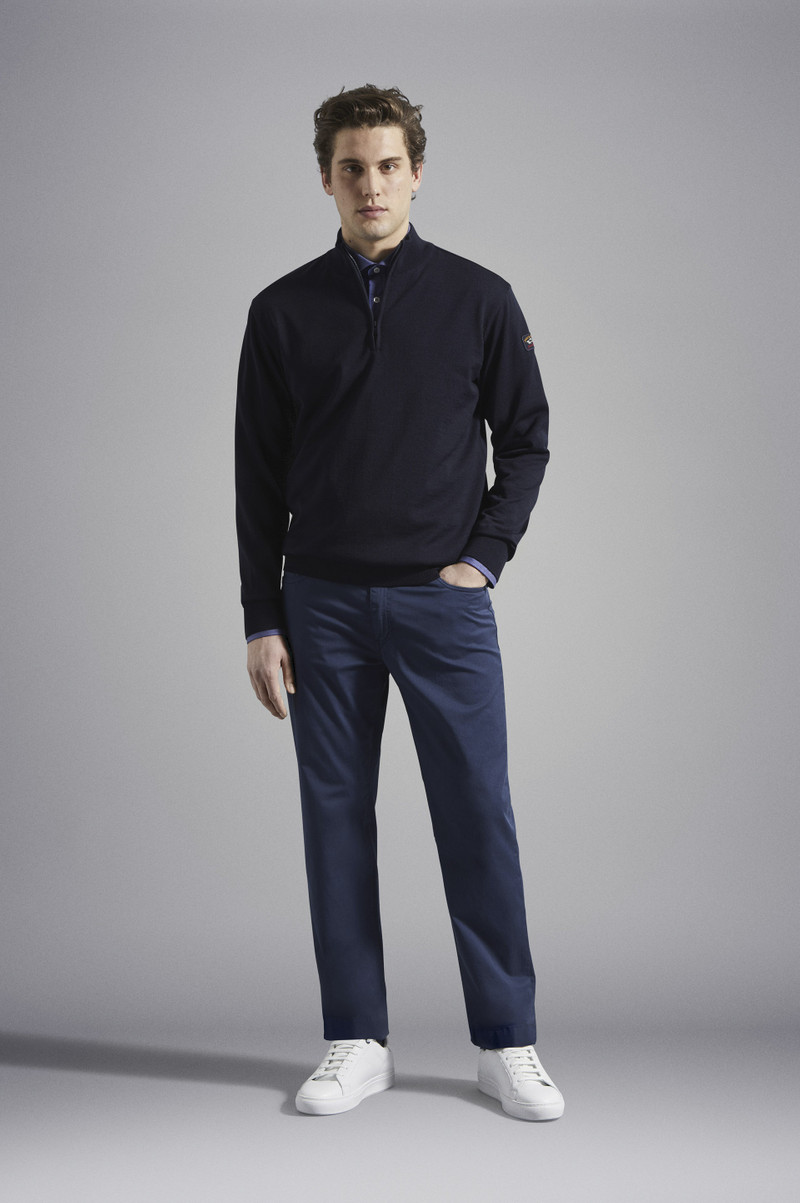 Paul & Shark MERINO WOOL HALF ZIP SWEATER WITH ICONIC BADGE outlook