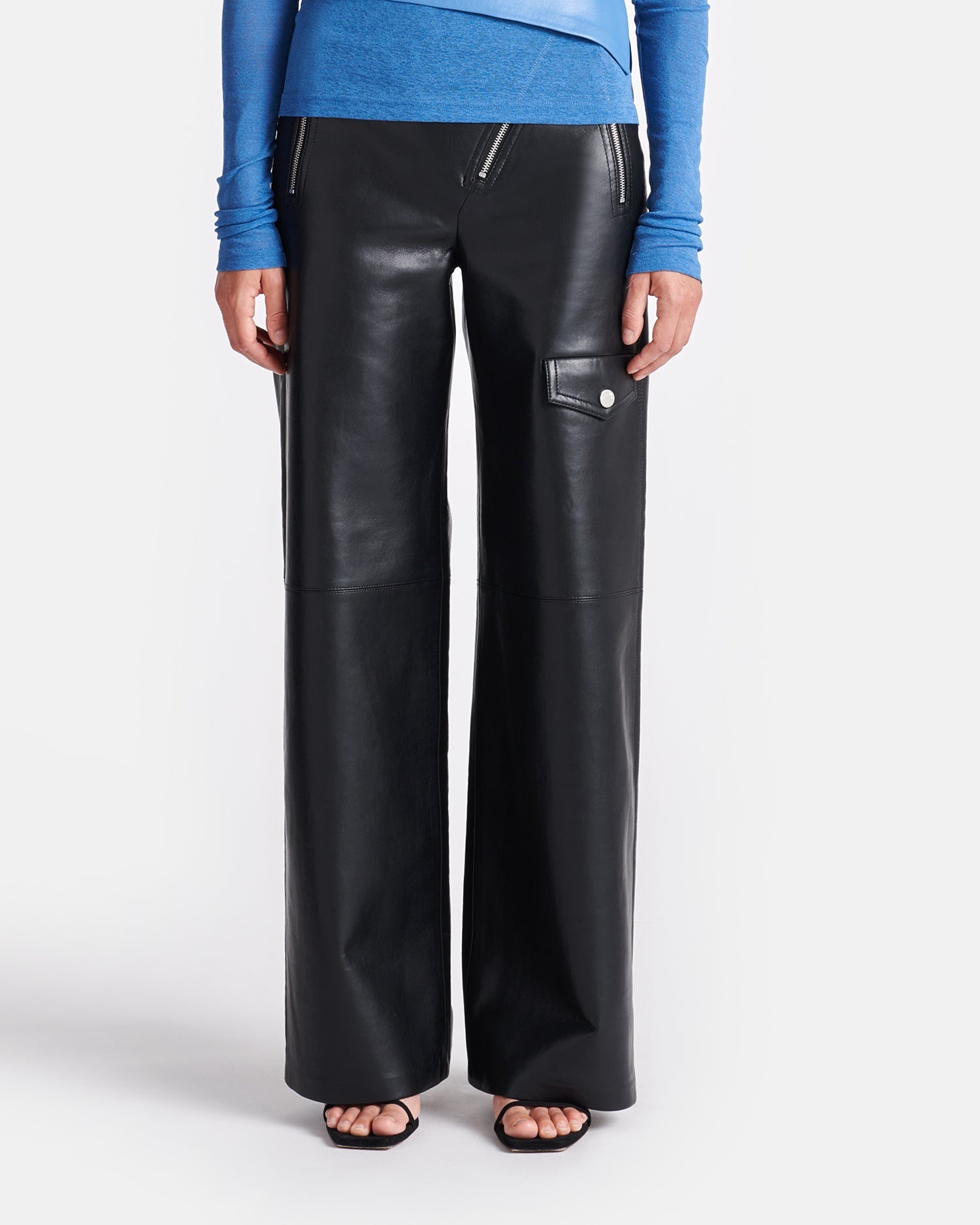 Regenerated Leather Straight-Leg Pants - 4