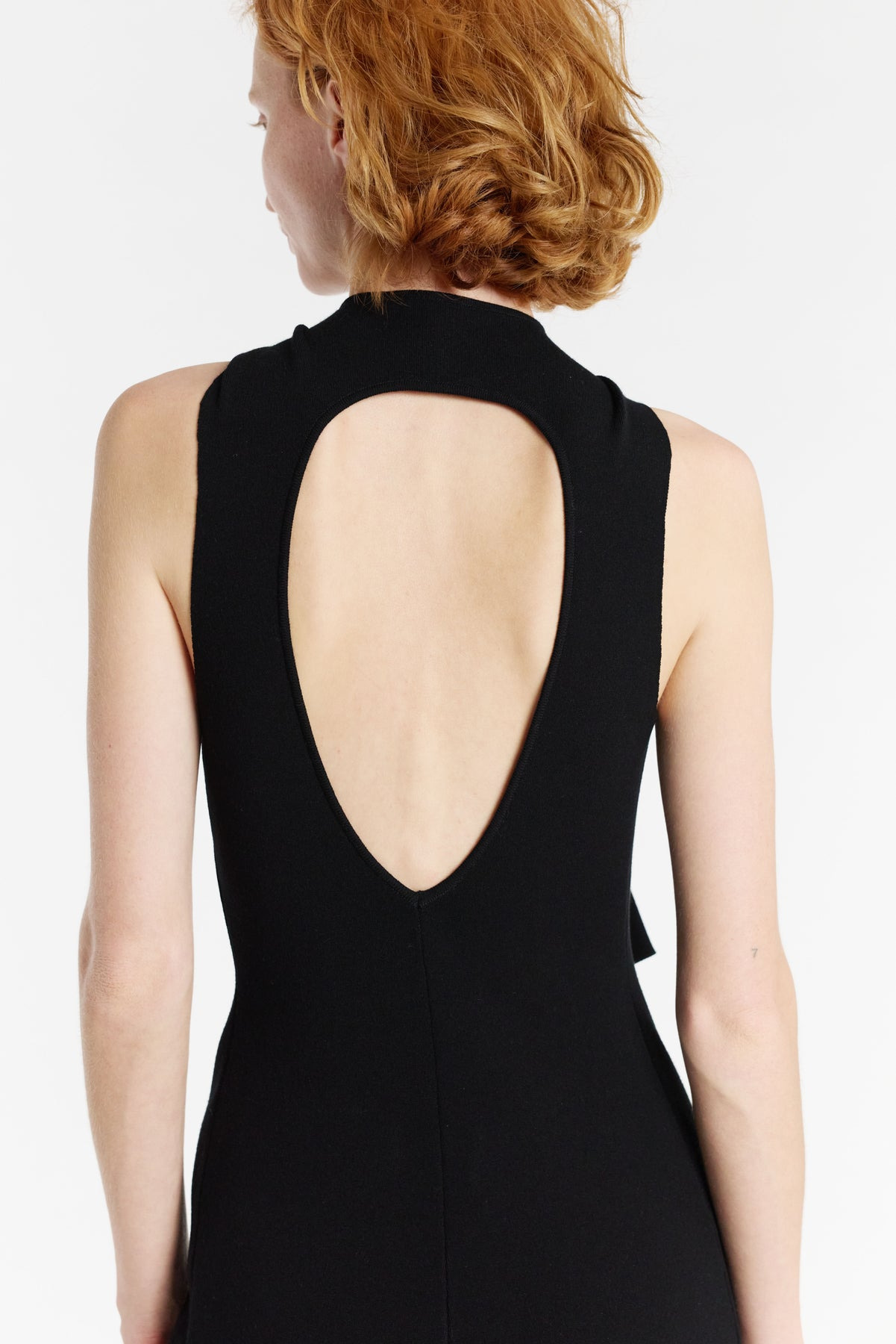KNIT DRESS WITH NECK TIE BLACK - 6