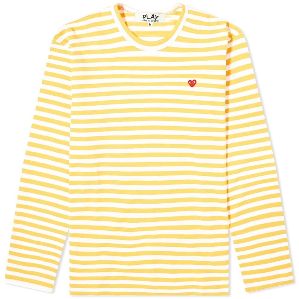 Comme des Garcons Play Little Red Heart Long Sleeve Stripe Tee - 1