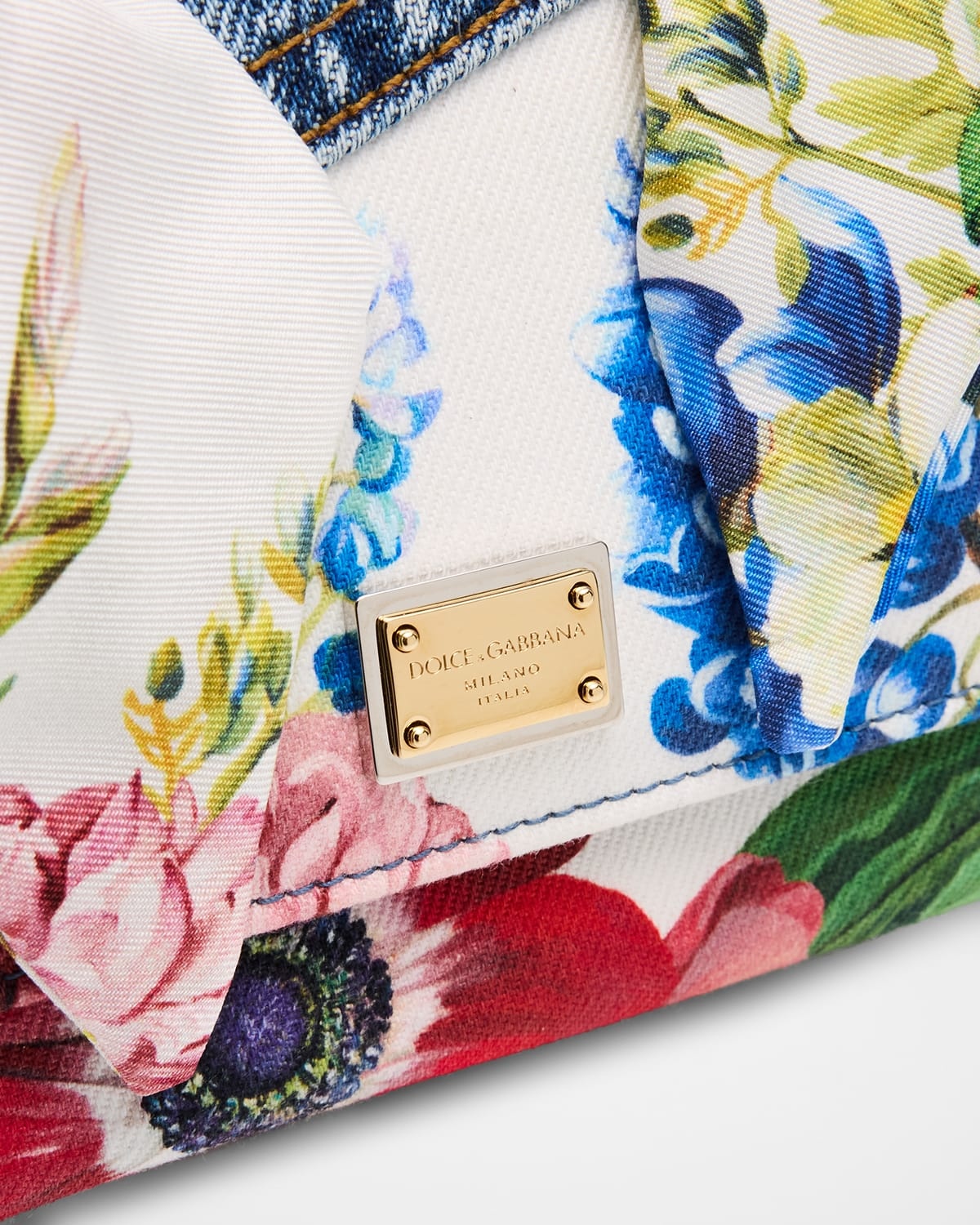 Sicily Floral Denim Wallet on Chain - 6