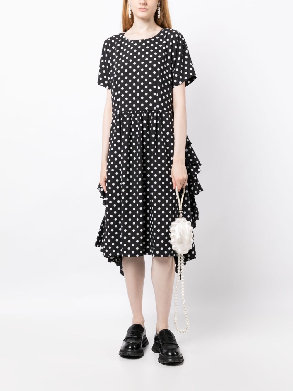 polka-dot print ruffle-detailing dress - 2