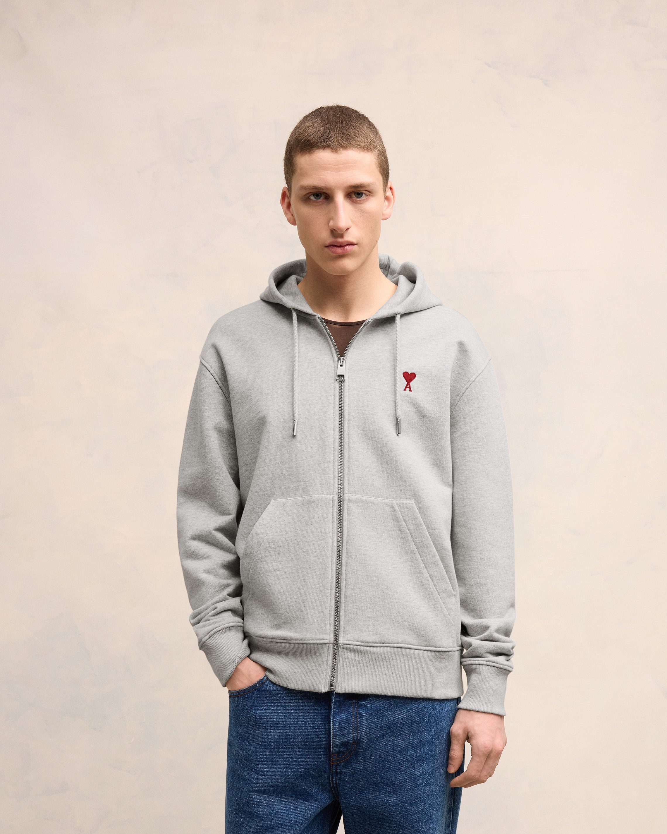 ★AMI PARIS★ Red heart logo hood black BFUSW235730001 BFUSW Ami Paris Red Ami De Coeur Logo Intarsia Off Black Sweatshirt |