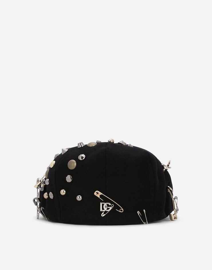 Stretch cotton flat cap with safety pins - 3