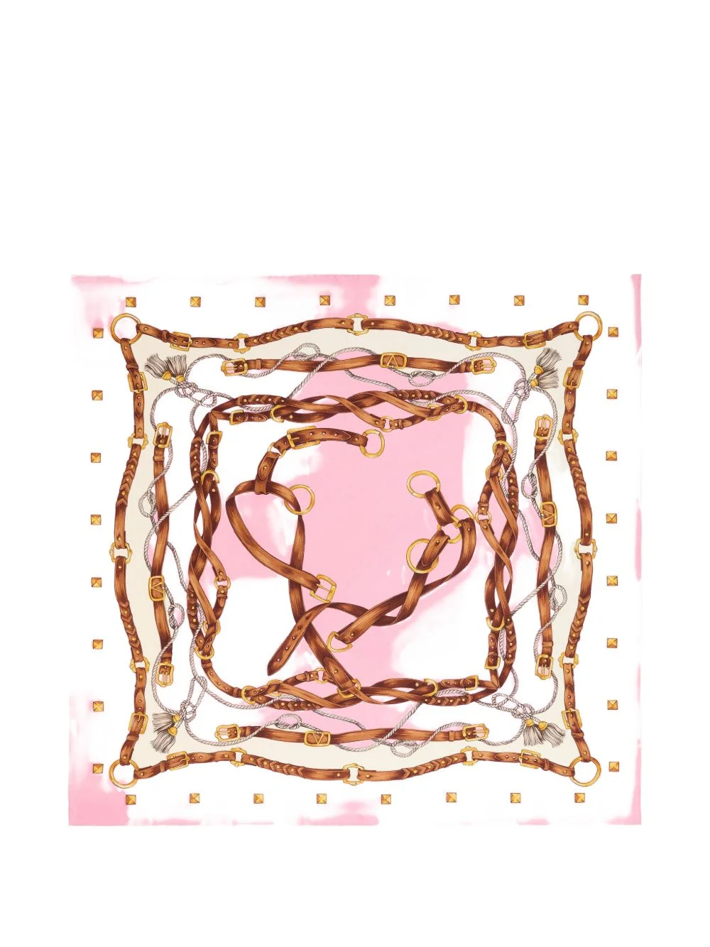 silk scarf with stud-framed print - 1