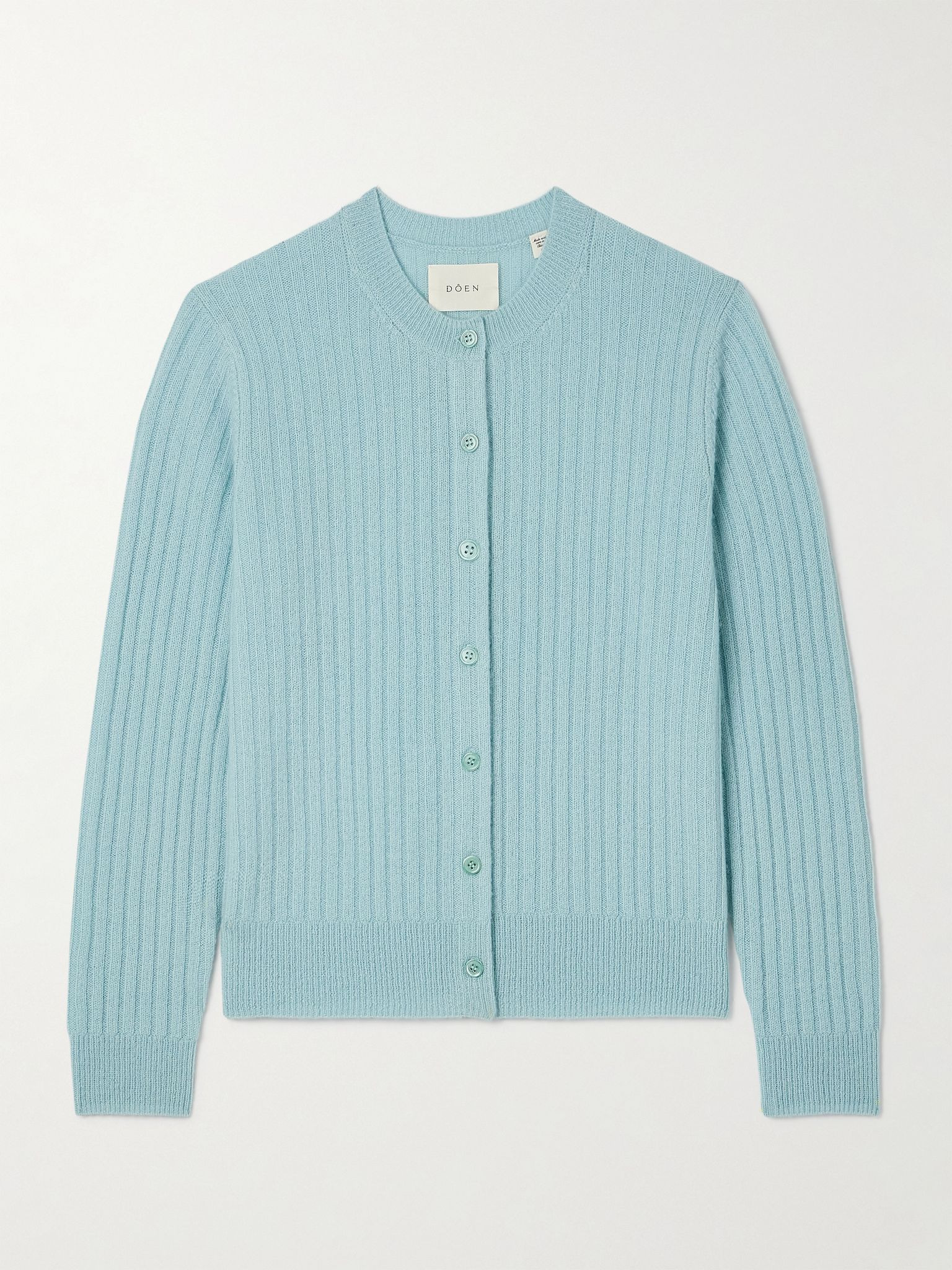 Danaë ribbed cashmere cardigan Light blue - 1