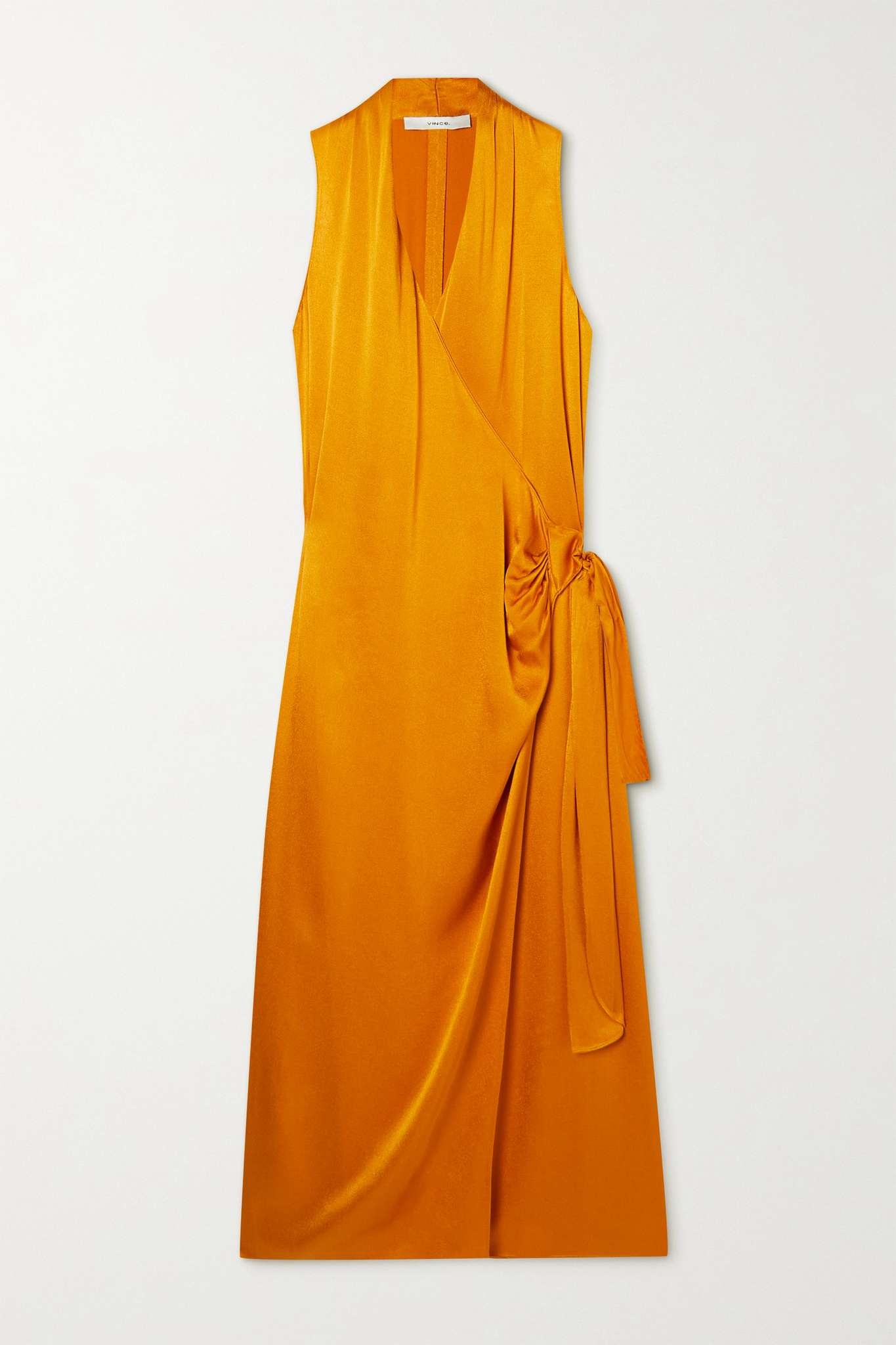 Draped satin midi wrap dress - 1