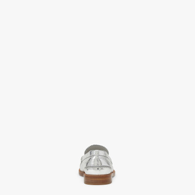 FENDI Silver nappa leather loafers outlook