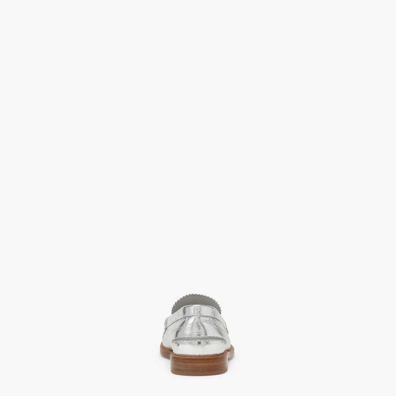 FENDI Silver nappa leather loafers outlook