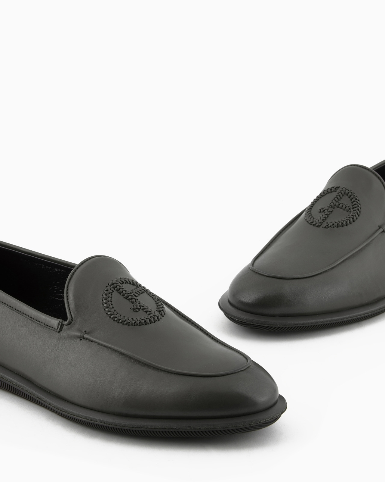 Vintage nappa leather loafers with embroidered logo - 5