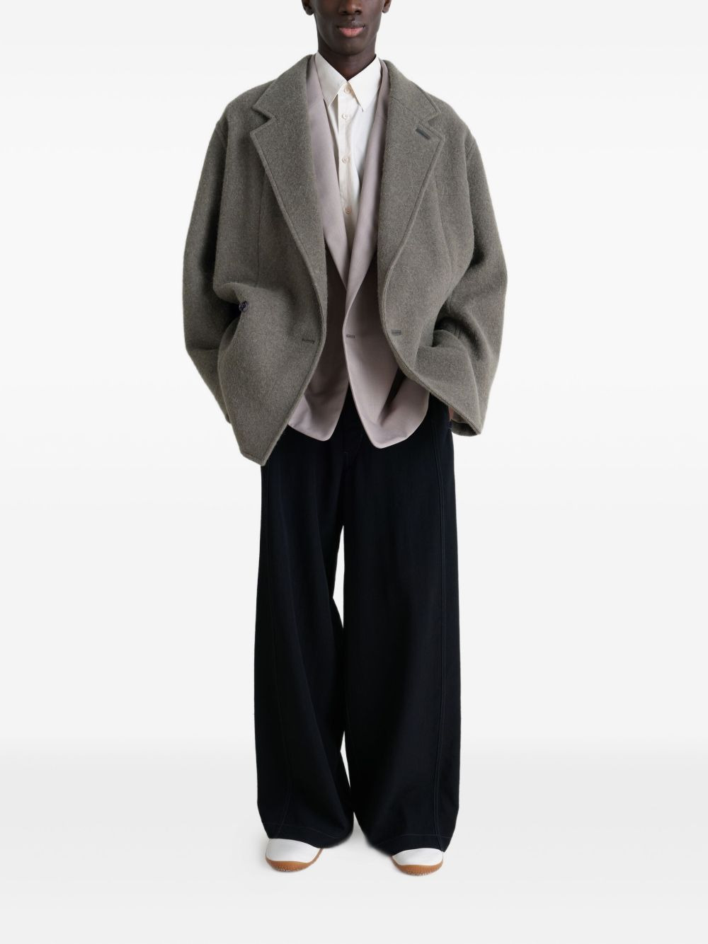 felt double-breasted coat - 2
