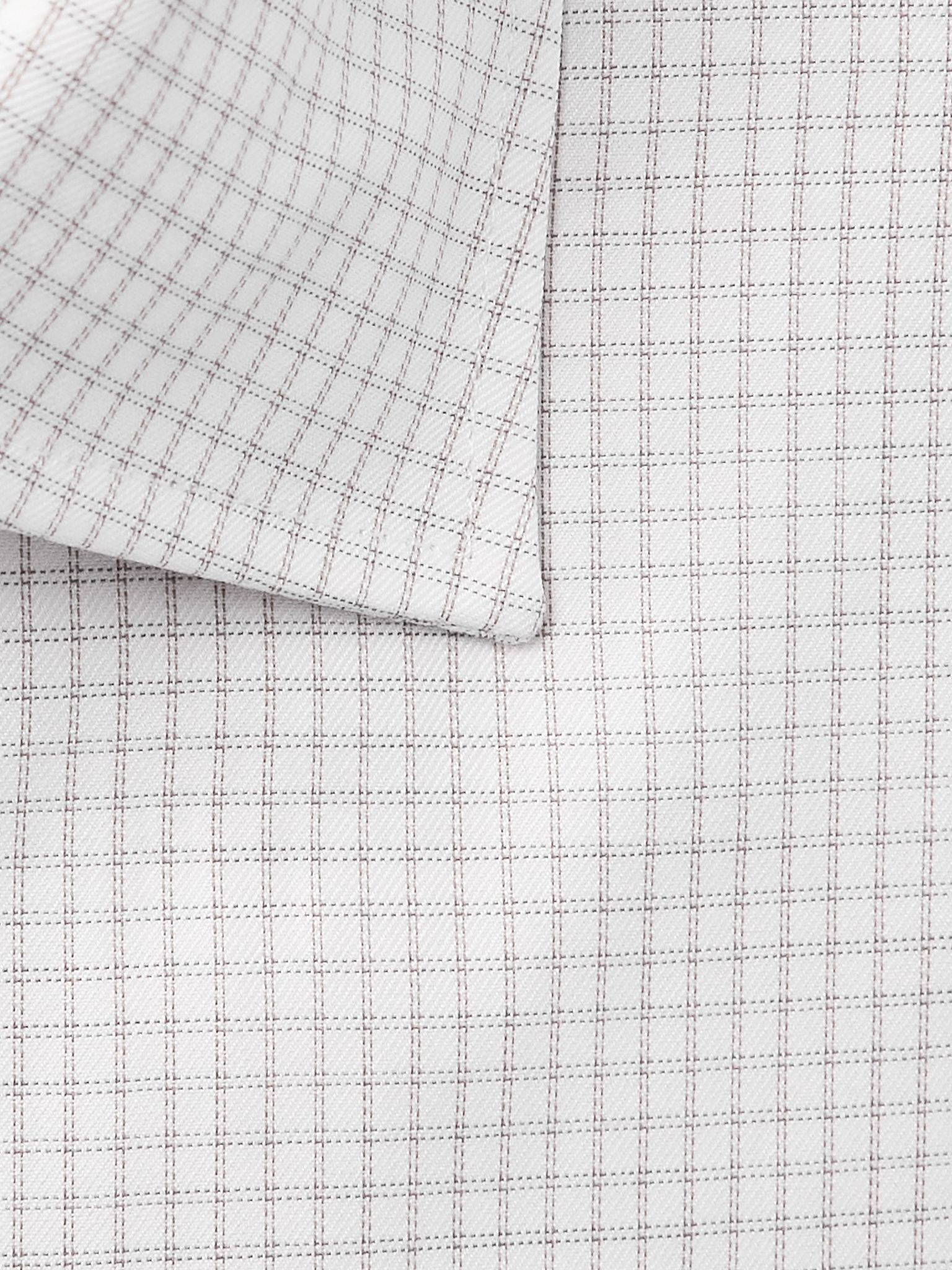 Cutaway-Collar Checked Cotton Shirt White - 4