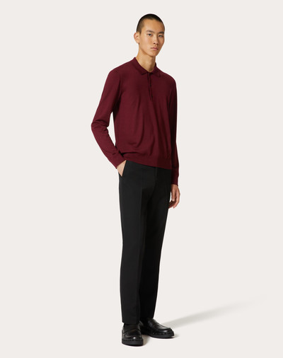 Valentino LONG-SLEEVE CASHMERE AND SILK POLO SHIRT WITH VLOGO SIGNATURE EMBROIDERY outlook