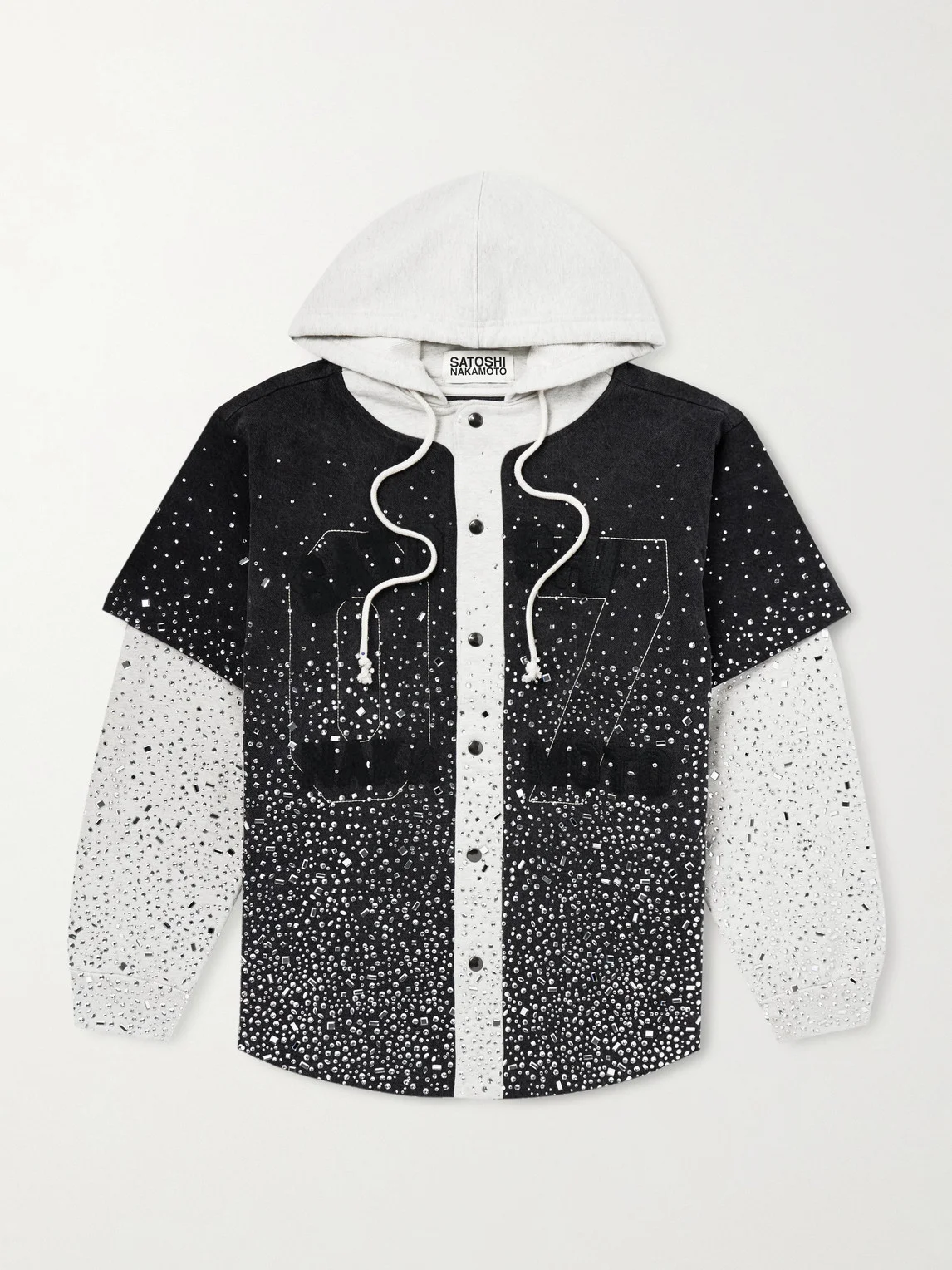 Embellished Layered Cotton Hoodie - 1