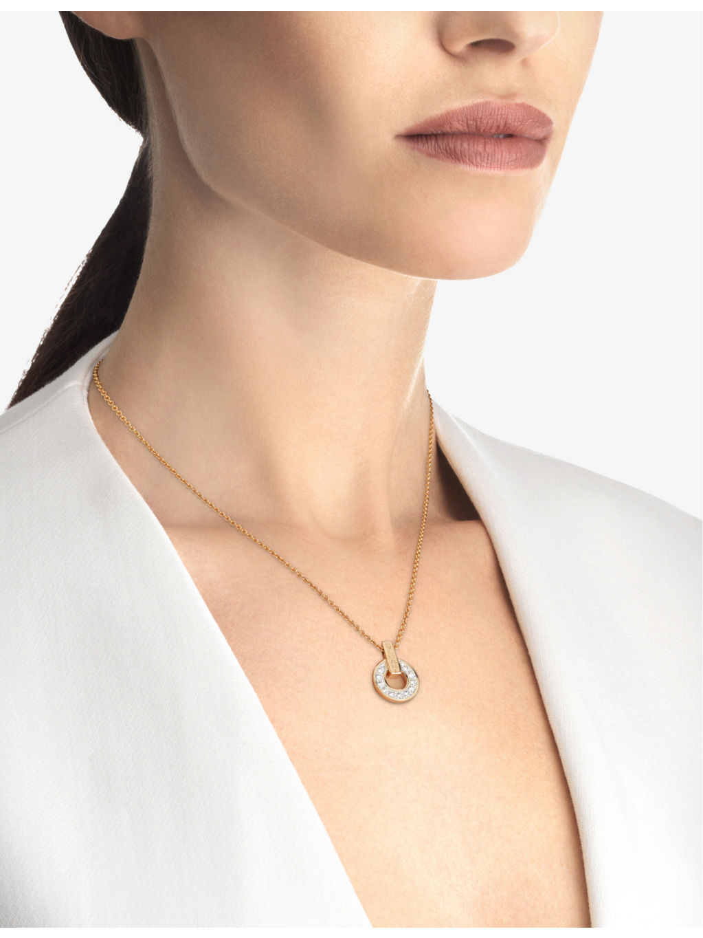 Bvlgari Bvlgari 18ct rose-gold and 0.37ct round brilliant-cut diamond pendant necklace - 4