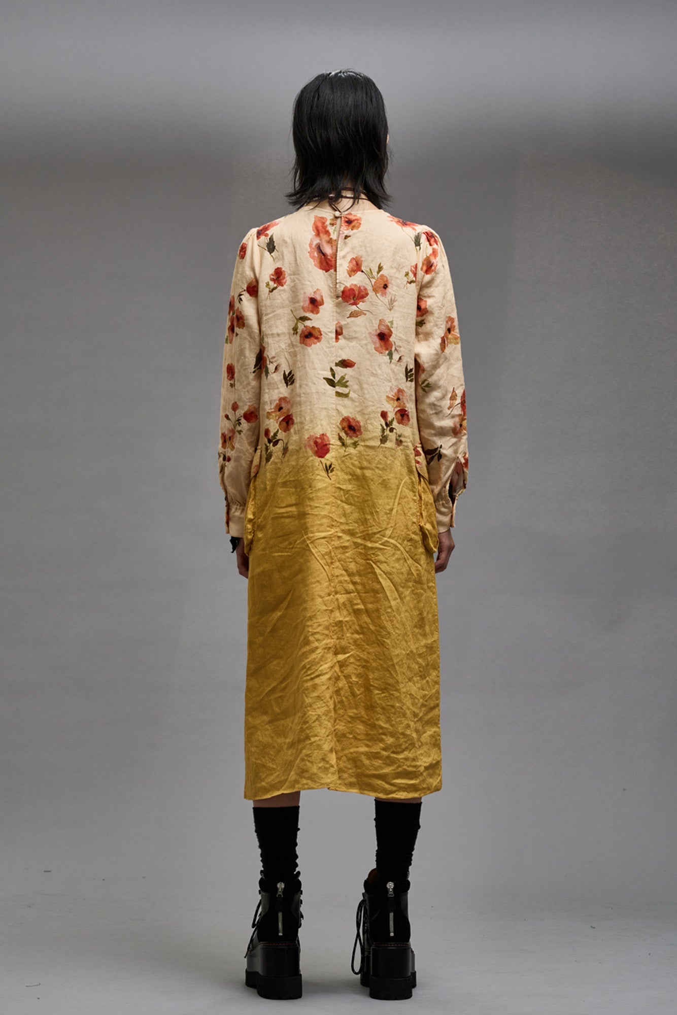 BELLOW POCKET DRESS - YELLOW POPPY PRINT - 6