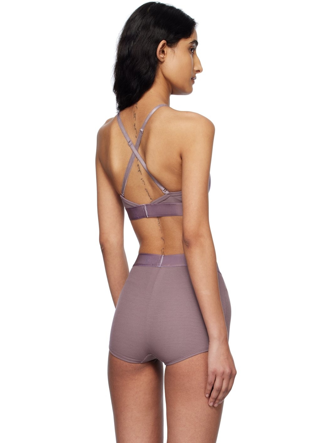 Purple 90s Vintage Logo Ribbed Bra - 3