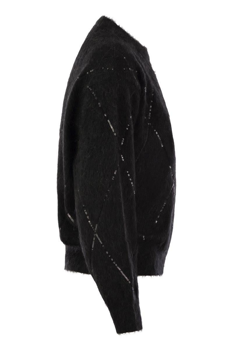 Brunello Cucinelli Mohair, Wool, Cashmere And Silk Sweater With Dazzling Argyle Embroidery - 3