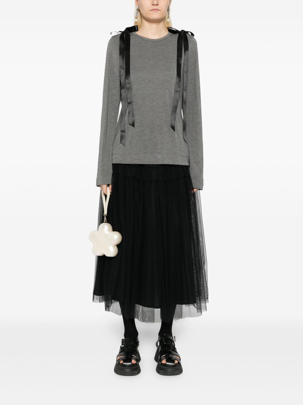 ribbon-detailing T-shirt - 2