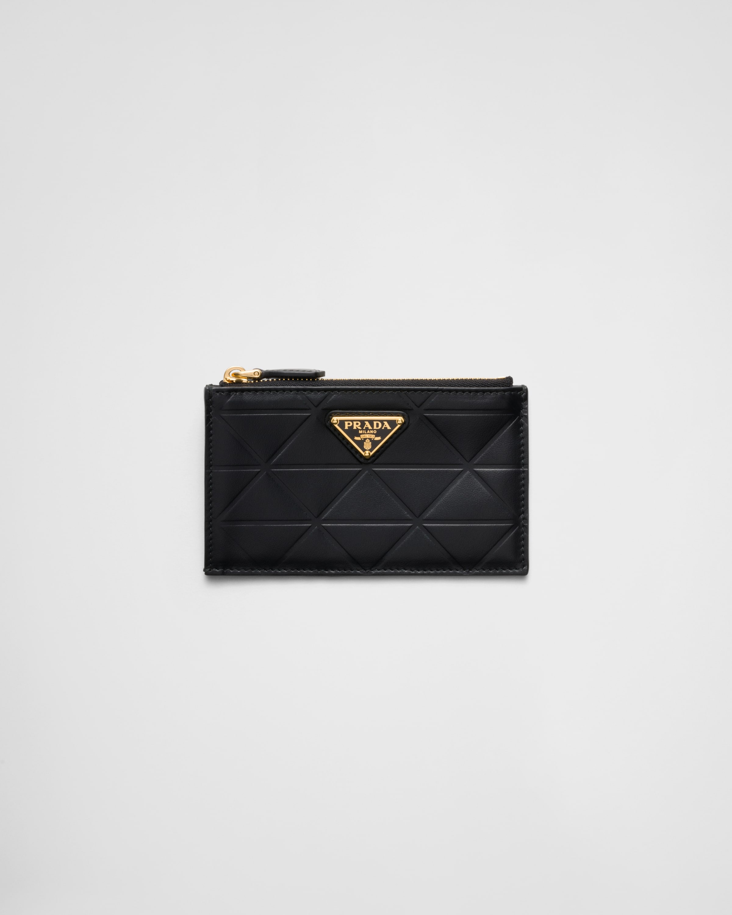 Leather card holder with triangle motif - 1