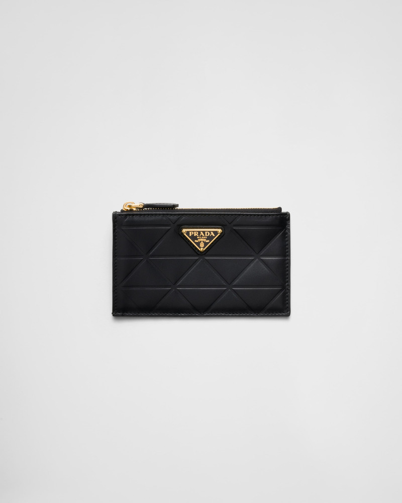 Leather card holder with triangle motif 1