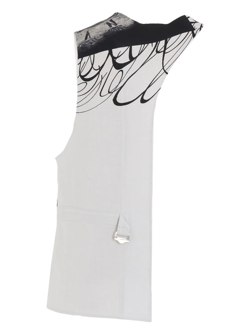 Yohji Yamamoto clock-print asymmetric waistcoat outlook