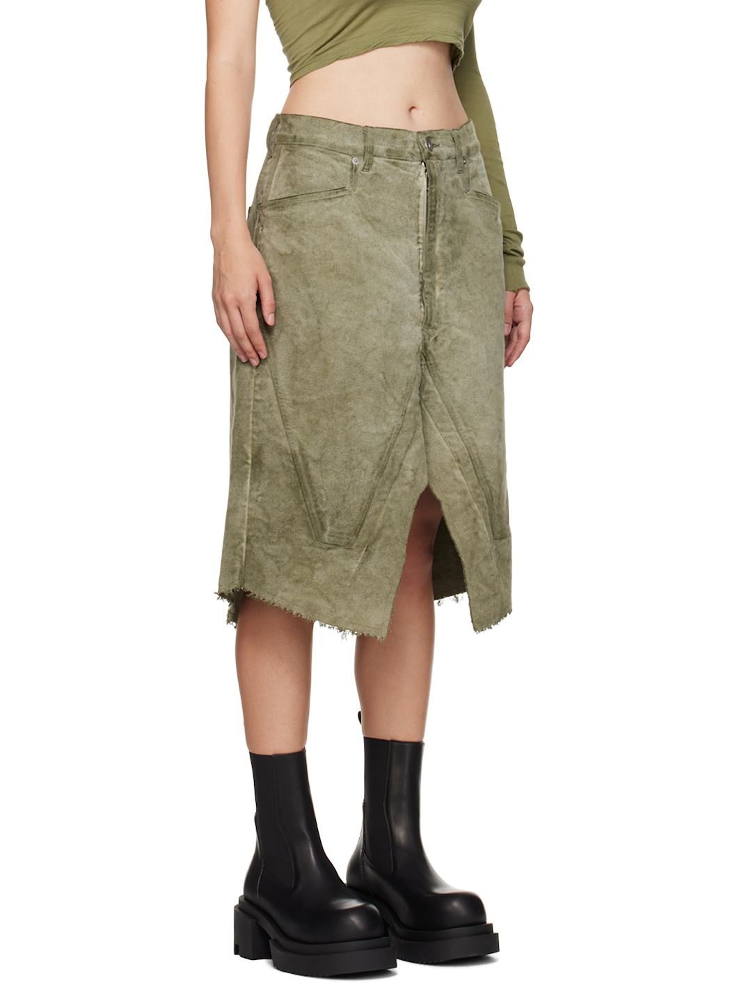 Khaki Porterville Slivered Midi Skirt - 2