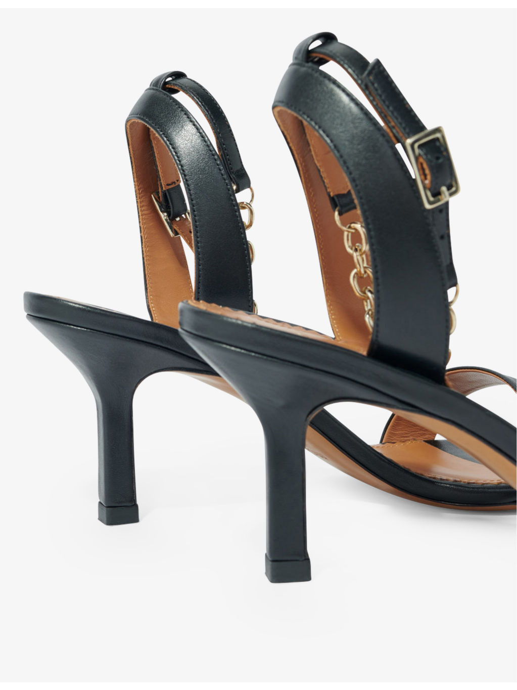 Chain-strap leather heeled sandals - 4