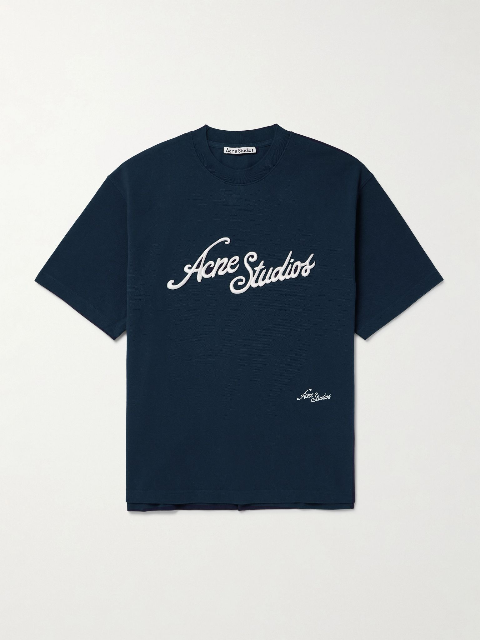 Exford Logo-Embroidered Cotton-Piqué T-Shirt Navy - 1