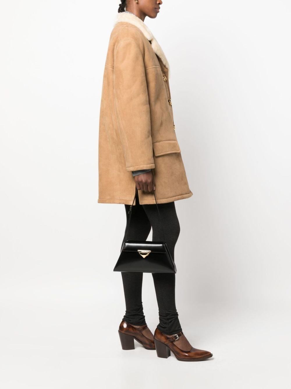 triangle-logo leather shoulder bag - 2