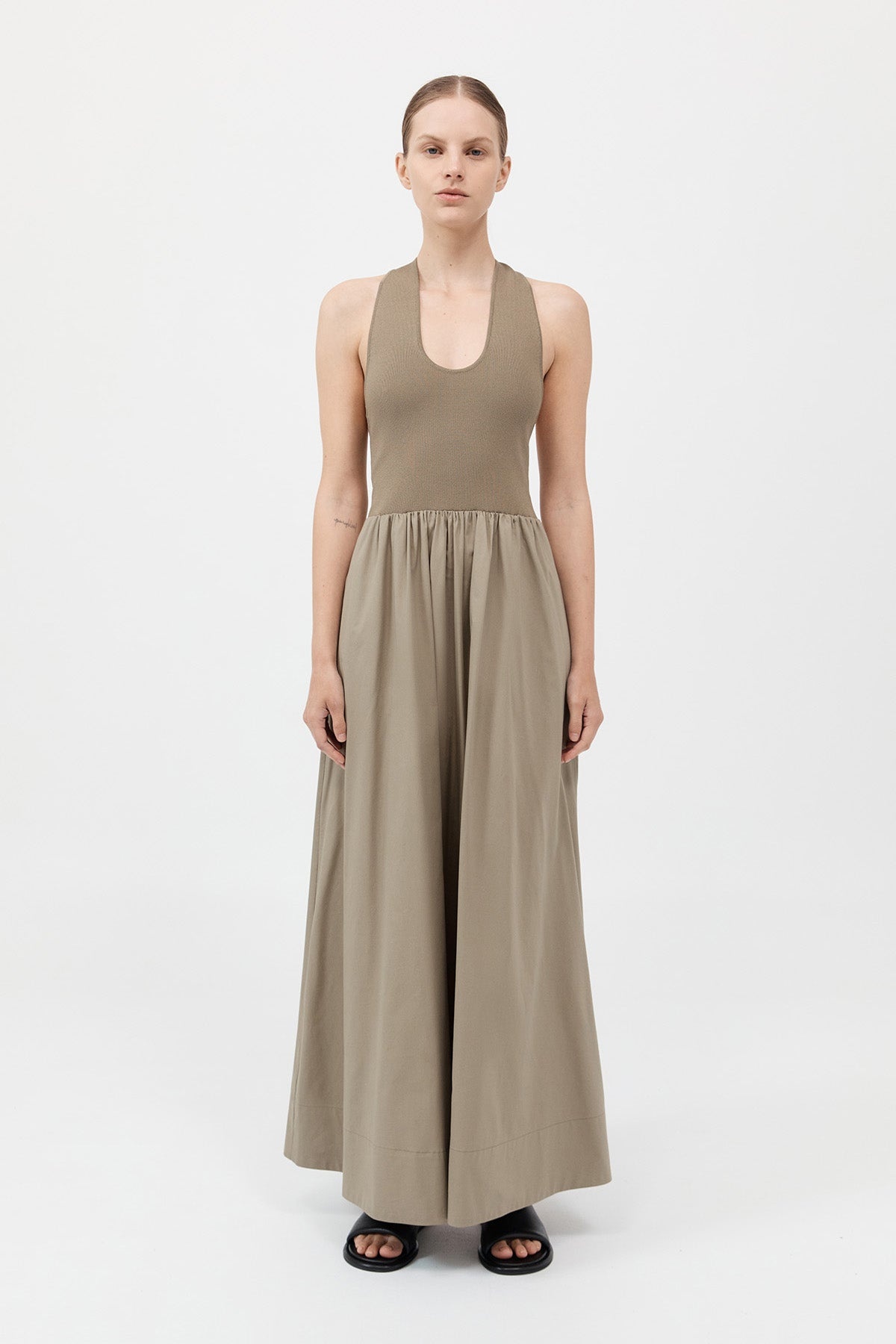 Plunge Neck Dress - Shadow - 2