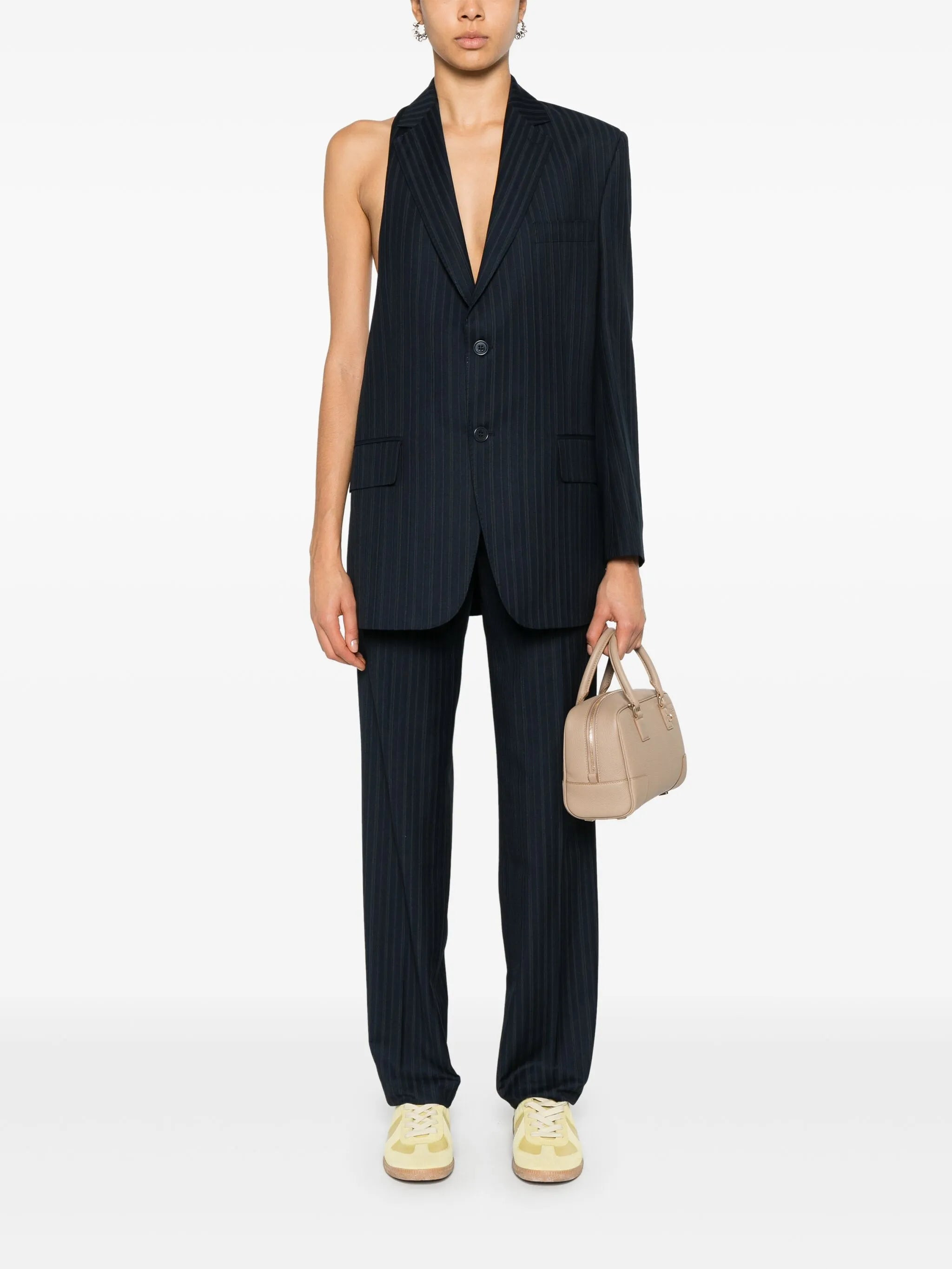 pinstriped tailored straight trousers - 2
