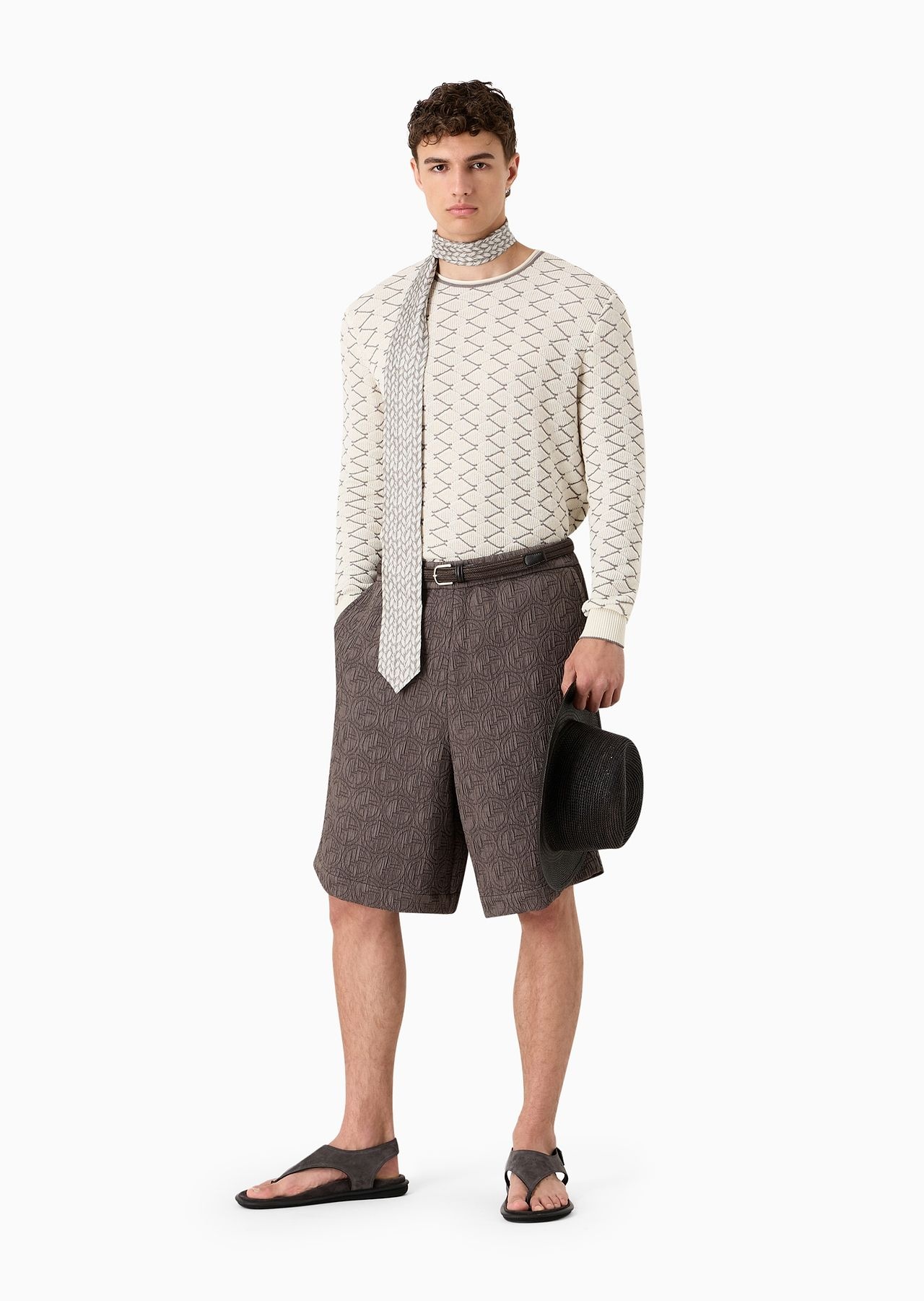 ASV monogram quilted cupro blend Bermuda shorts - 4