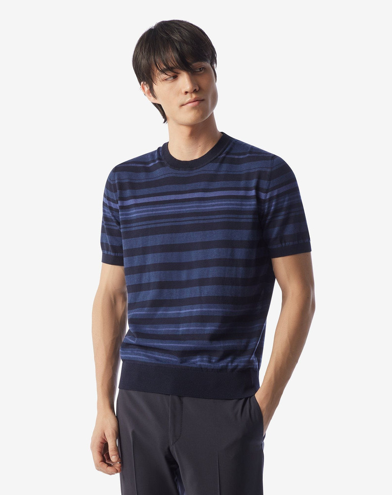 CORNELIANI Blue ice cotton and silk knitwear outlook