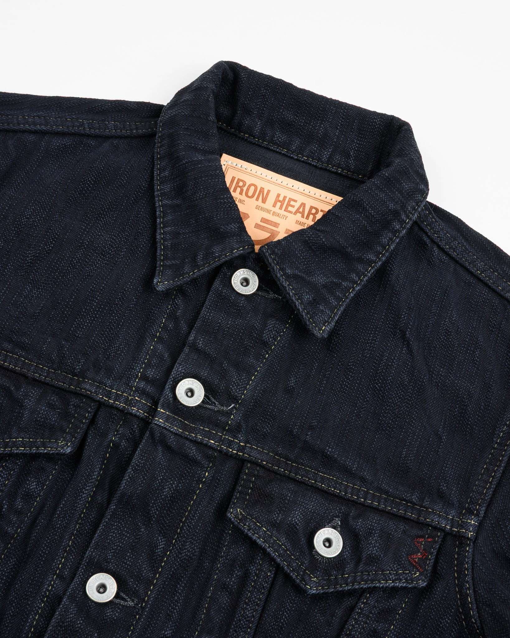 IH-526J-SLBod 16oz Slubby Selvedge Denim Type III Jacket - Indigo Overdyed Black - 6
