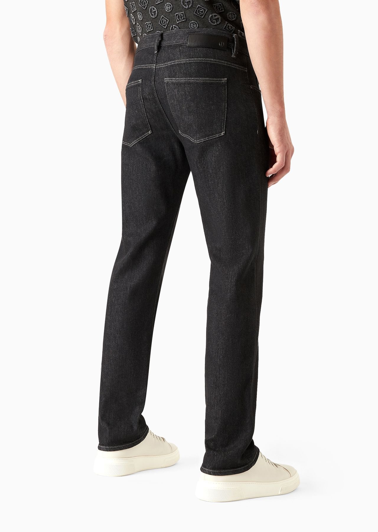 Five-pocket, regular fit, stretch cotton-denim trousers - 3