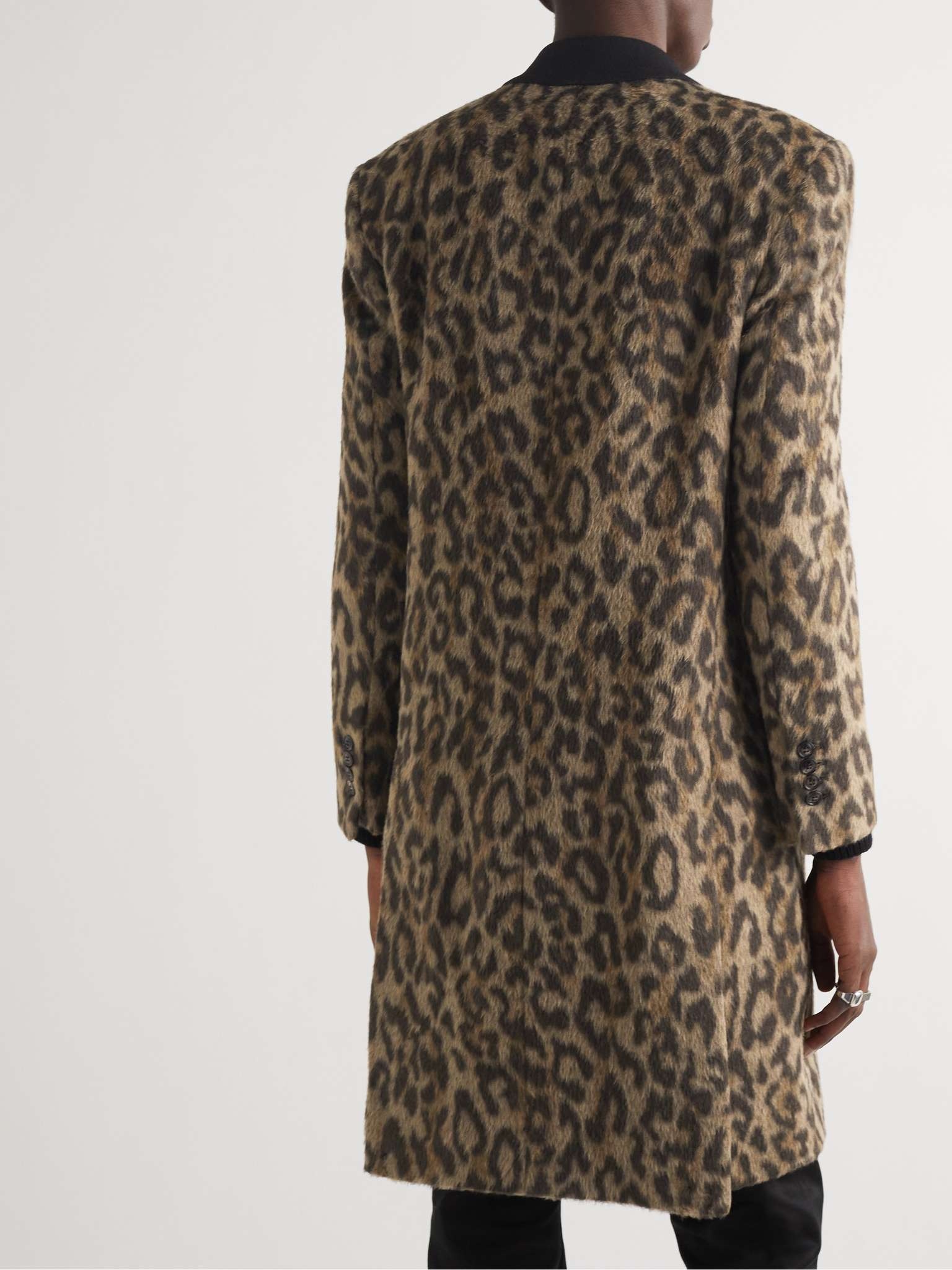 Leopard-Print Textured-Knit Coat - 4