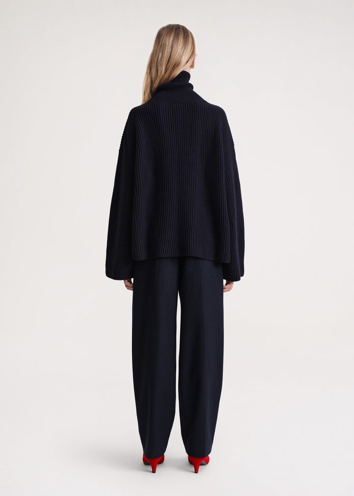 Wrapped-neck knit navy - 4