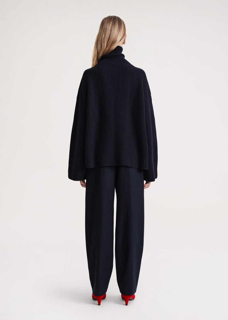 Wrapped-neck knit navy 4