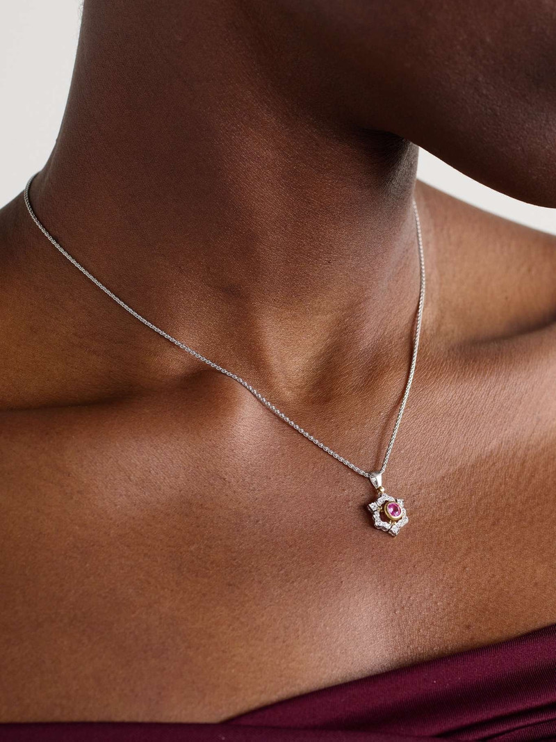 Buccellati 14-karat white and yellow gold diamond and sapphire necklace Pink outlook