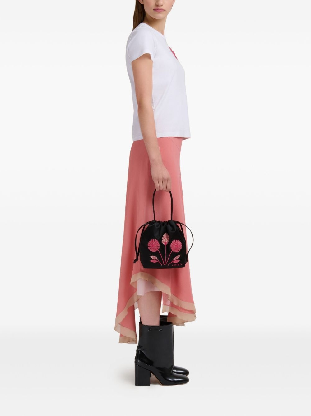 small floral-embroidered bucket bag - 2