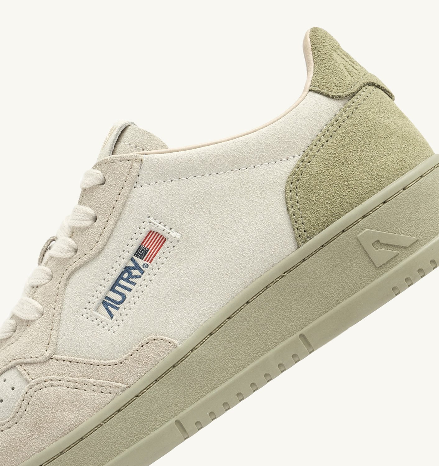 MEDALIST LOW TRICOLOR SNEAKERS IN SAND BROWN BEIGE AND GREEN GRAY SUEDE - 6