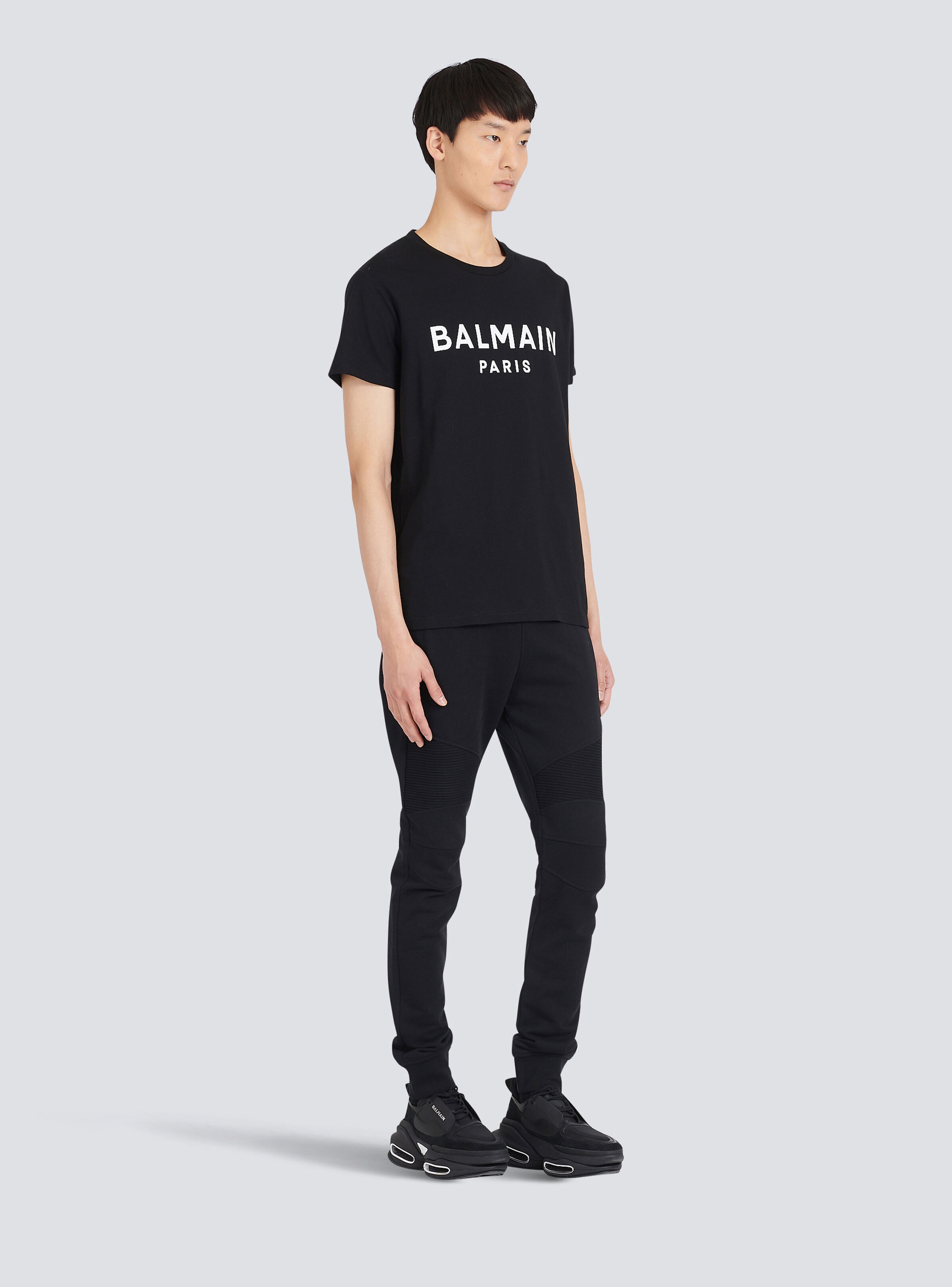 Eco-designed cotton T-shirt with Balmain Paris logo print - 5