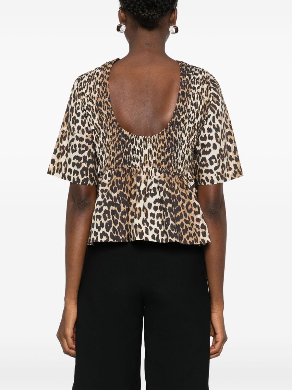 smock leopard printed blouse - 4