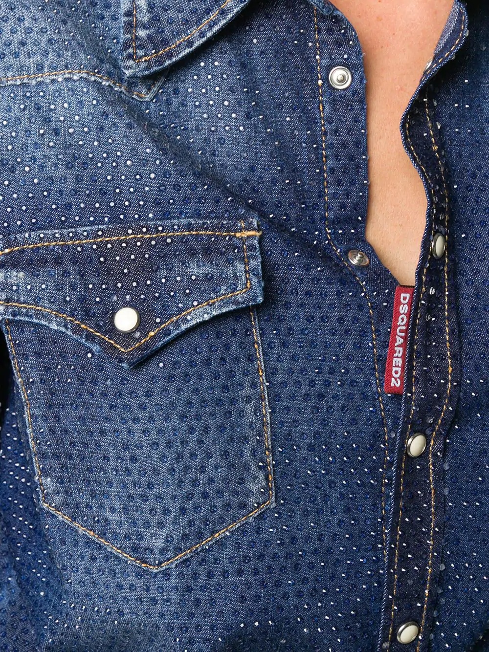 crystal-embellished denim shirt - 5