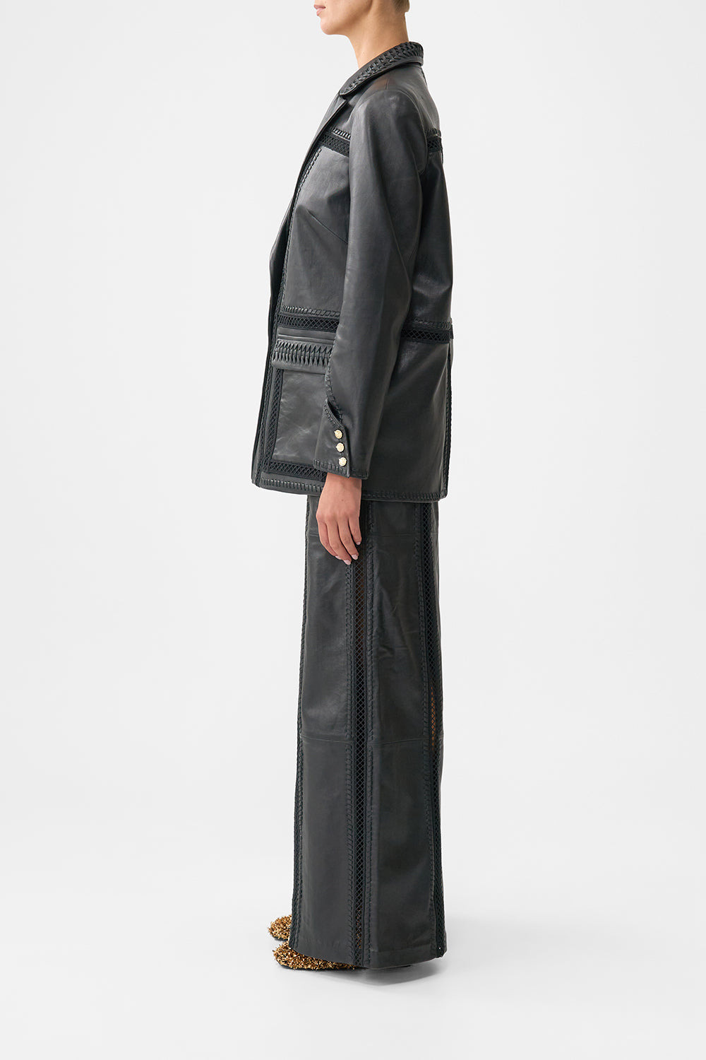 LEATHER JACKET WITH SLEEVE CUT OUT DETAIL - 4