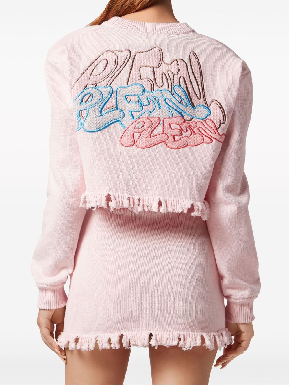logo-embroidered cropped cotton cardigan - 4